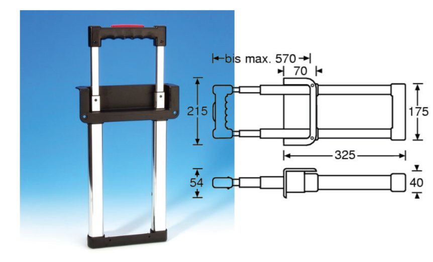 Maniglia ad incasso estensibile trolley