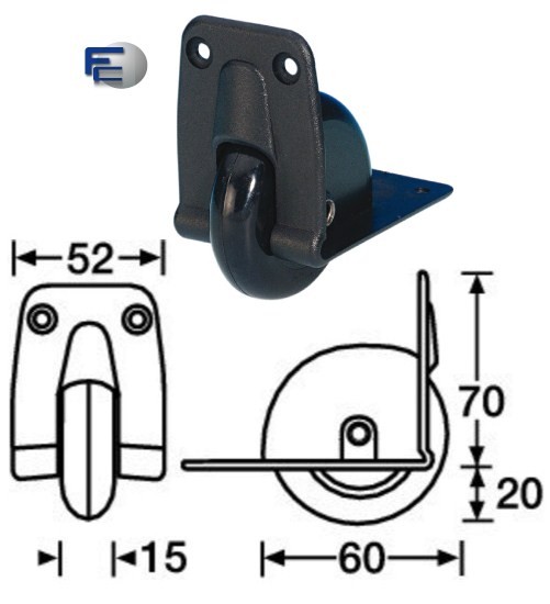 Ruota ad incasso per sistema trolley diametro 58 mm