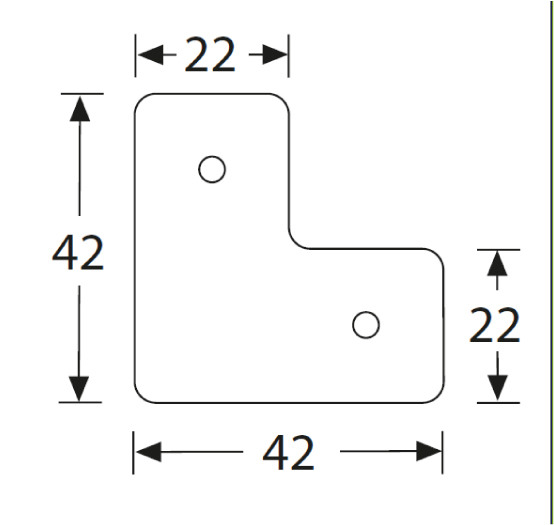 Rinforzo piatto a L 42x42x22mm - Clicca l'immagine per chiudere