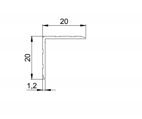 Angolare in alluminio 20x20