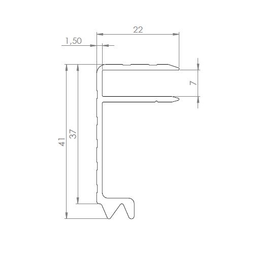 Alluminio Lidmaker incastro 7mm 22mm h37