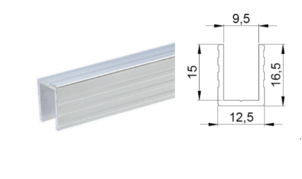 Copribordo in alluminio incastro 9,5mm