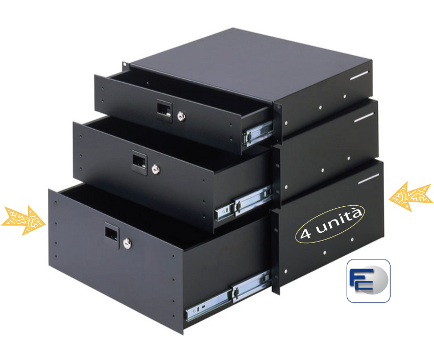 Cassetto montaggio rack 4 unit con chiave - Clicca l'immagine per chiudere