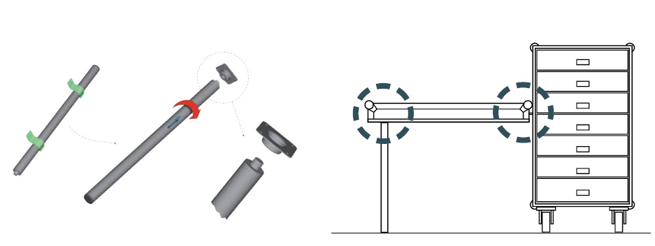 Set gambe per tavolo altezza 75 - 78 con piastre di montaggio