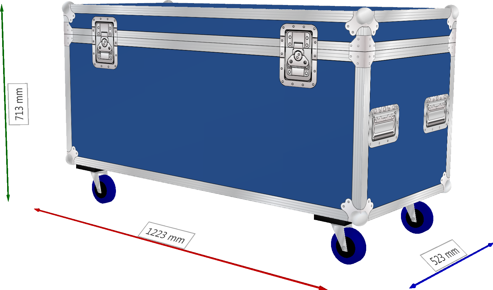 FLIGHTCASE PROFESSIONAL STANDARD CON RUOTE COLORE BLU