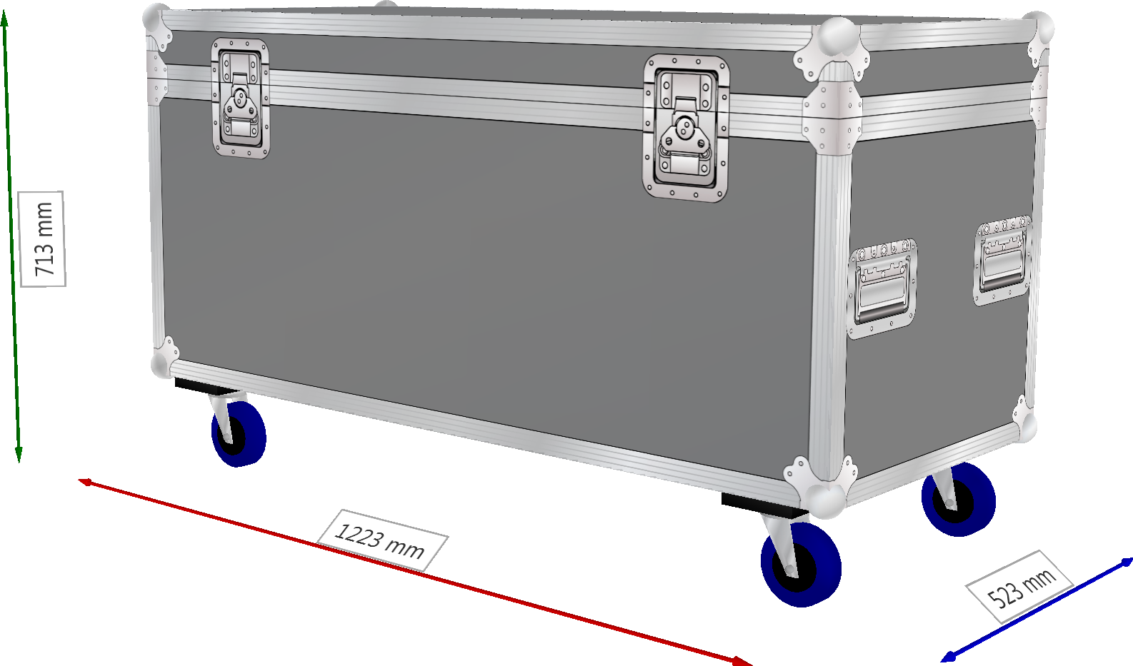 FLIGHTCASE PROFESSIONAL STANDARD CON RUOTE COLORE GRIGIO - Clicca l'immagine per chiudere