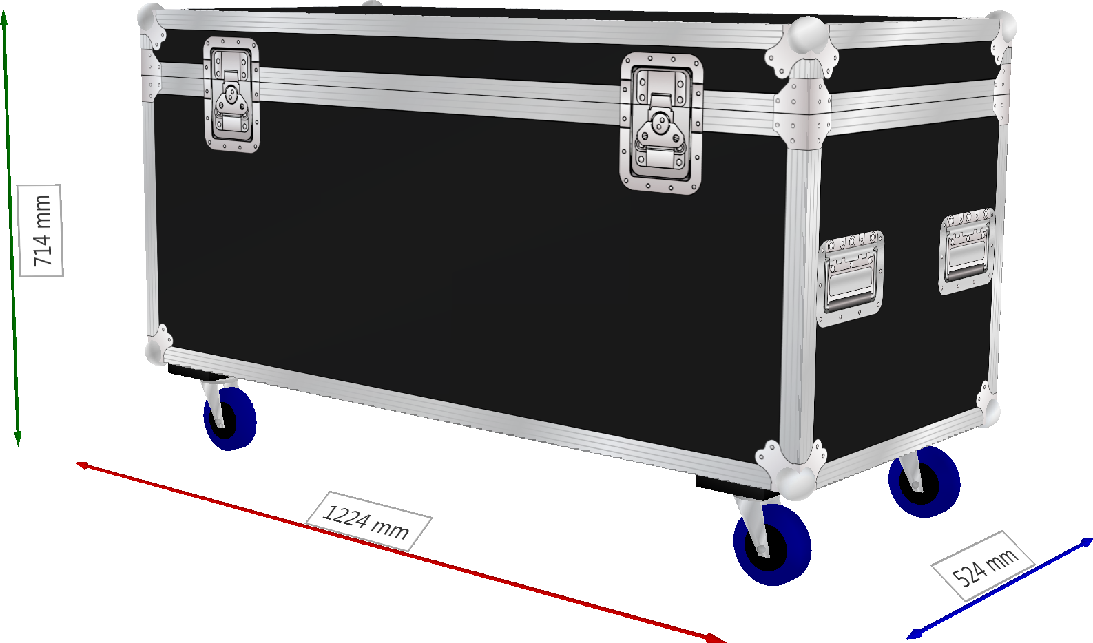 FLIGHTCASE PROFESSIONAL STANDARD CON RUOTE COLORE NERO - Clicca l'immagine per chiudere