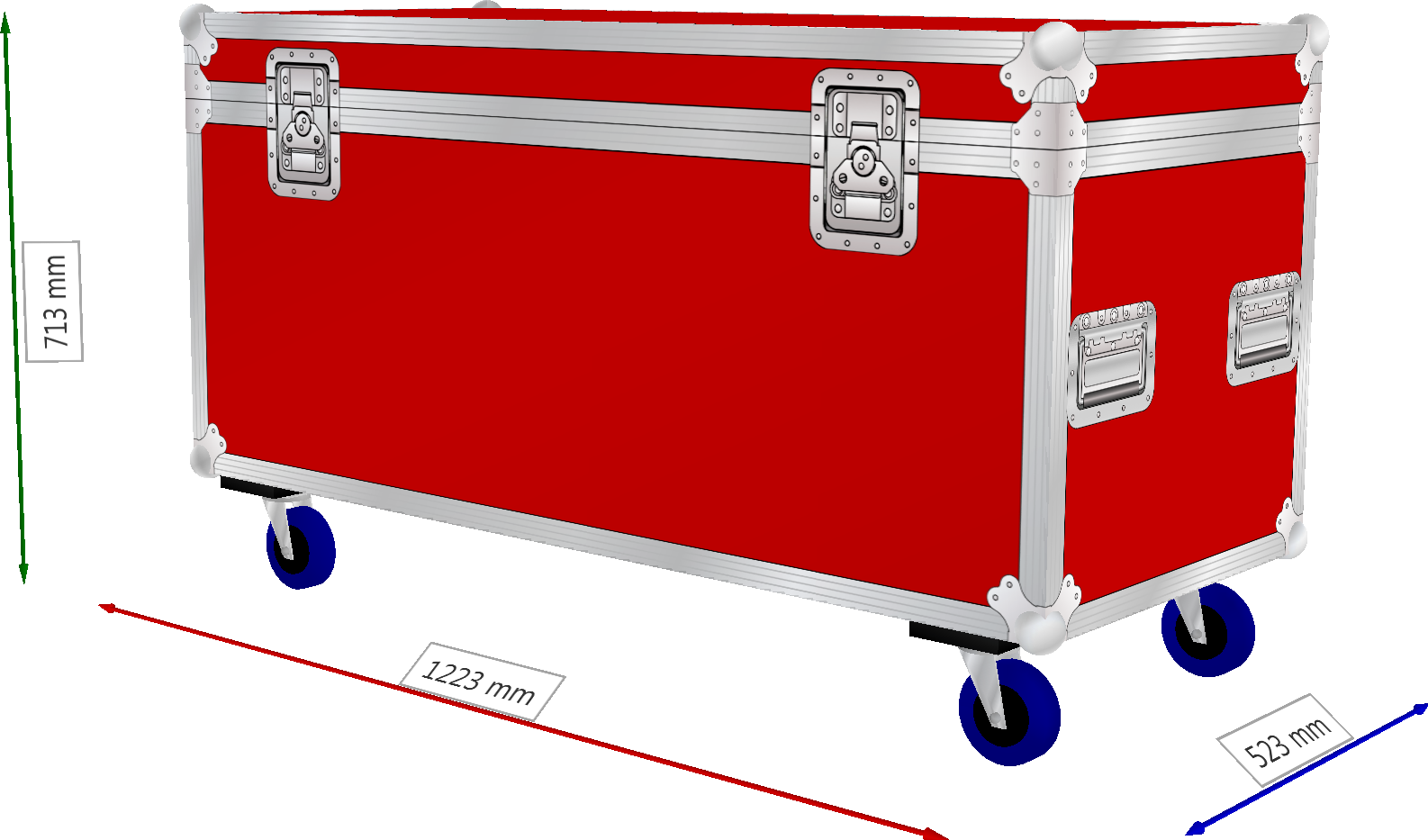 FLIGHTCASE PROFESSIONAL STANDARD CON RUOTE COLORE ROSSO - Clicca l'immagine per chiudere